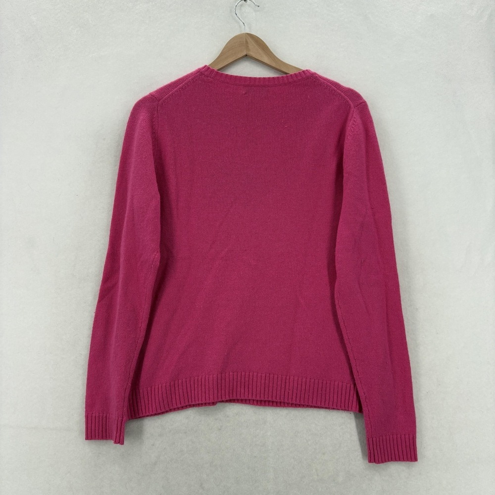Vineyard Vines Sweater Womens Medium Pink Cashmere Blend Palm Moon Knit Graphic - Picture 10 of 11